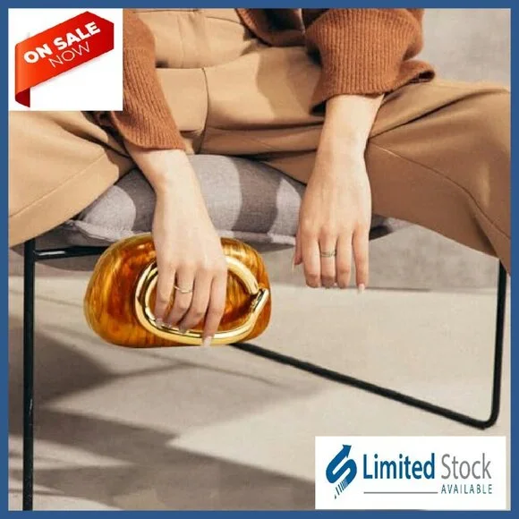 PU Leather Evening Clutch with Chain Handle, Magnetic Closure, 7.5x3x4.3 Inches - Picture 6 of 8